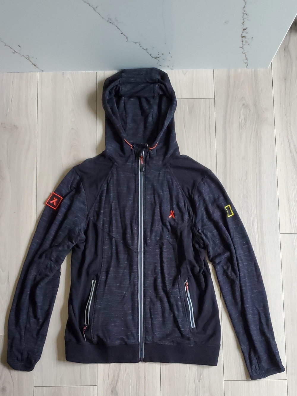Bear Grylls Hoodie Mens Large Dark Gray Full Zip Bamboo Drawstring Sweater